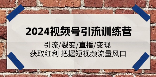 （11337期）2024视频号引流训练营：引流/裂变/直播/变现 获取红利 把握短视频流量风口-369资源站