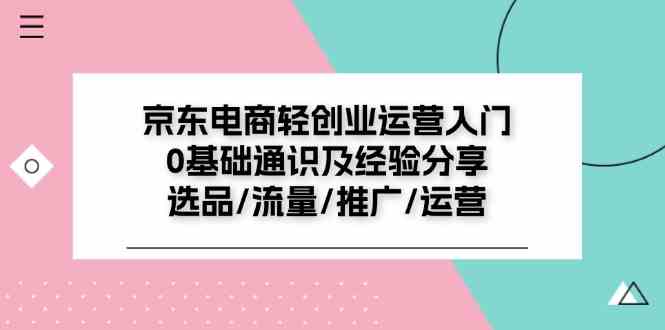 京东电商轻创业运营入门0基础通识及经验分享：选品/流量/推广/运营-369资源站