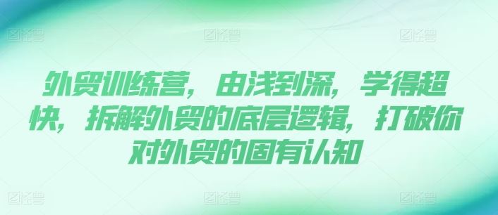 外贸训练营，由浅到深，学得超快，拆解外贸的底层逻辑，打破你对外贸的固有认知-369资源站