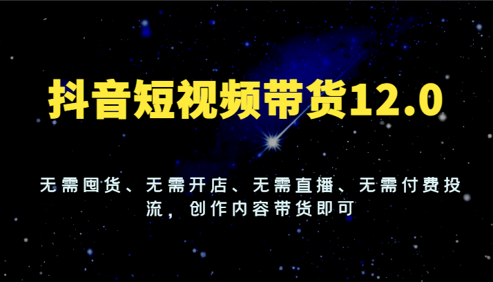 抖音短视频带货12.0，无需囤货、无需开店、无需直播、无需付费投流，创作内容带货即可-369资源站