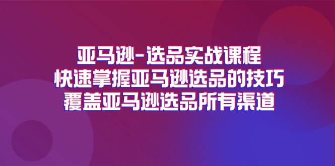 （11620期）亚马逊-选品实战课程，快速掌握亚马逊选品的技巧，覆盖亚马逊选品所有渠道-369资源站