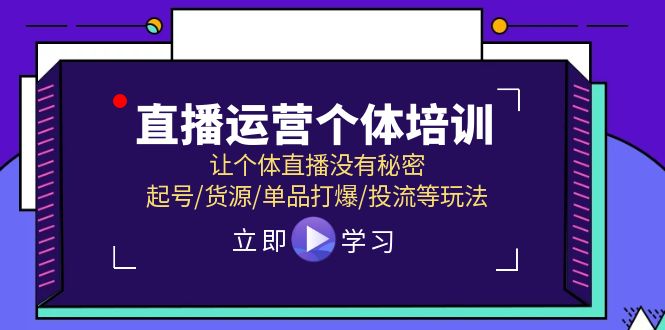 （11636期）直播运营个体培训，让个体直播没有秘密，起号/货源/单品打爆/投流等玩法-369资源站