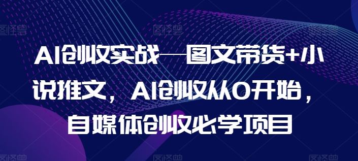 AI创收实战—图文带货+小说推文，AI创收从0开始，自媒体创收必学项目-369资源站