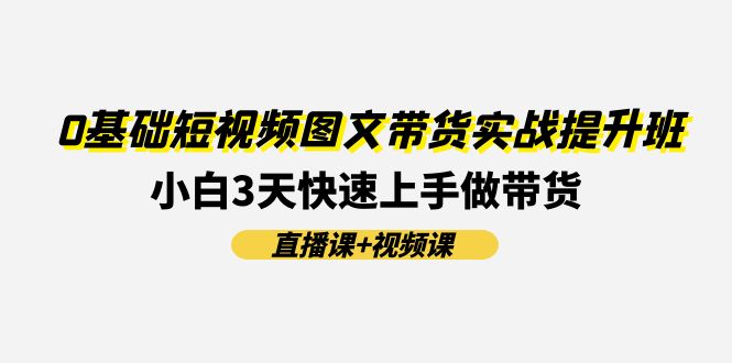 0基础短视频图文带货实战提升班，小白3天快速上手做带货(直播课+视频课)-369资源站