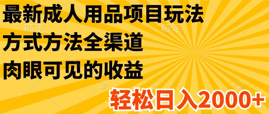 最新成人用品项目玩法，方式方法全渠道，肉眼可见的收益，轻松日入2000+-369资源站