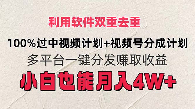 （11862期）利用软件双重去重，100%过中视频+视频号分成计划小白也可以月入4W+-369资源站