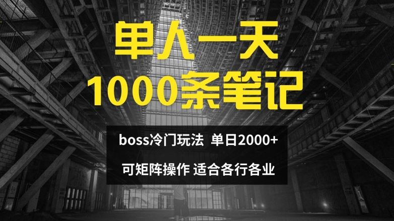 单人一天1000条笔记，日入2000+，BOSS直聘的正确玩法【揭秘】-369资源站