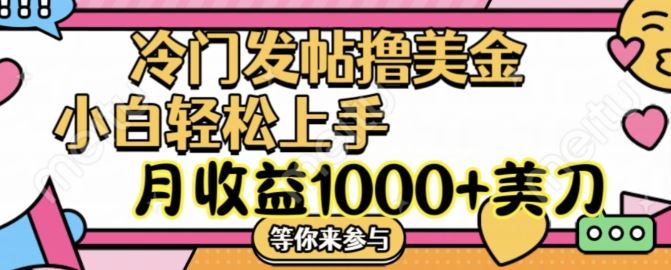 冷门发帖撸美金项目，月收益1000+美金，简单无脑，干就完了【揭秘】-369资源站