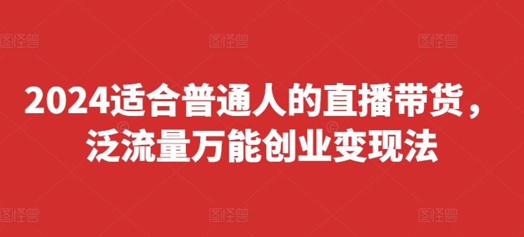 2024适合普通人的直播带货，泛流量万能创业变现法，上手快、落地快、起号快、变现快(更新8月)-369资源站