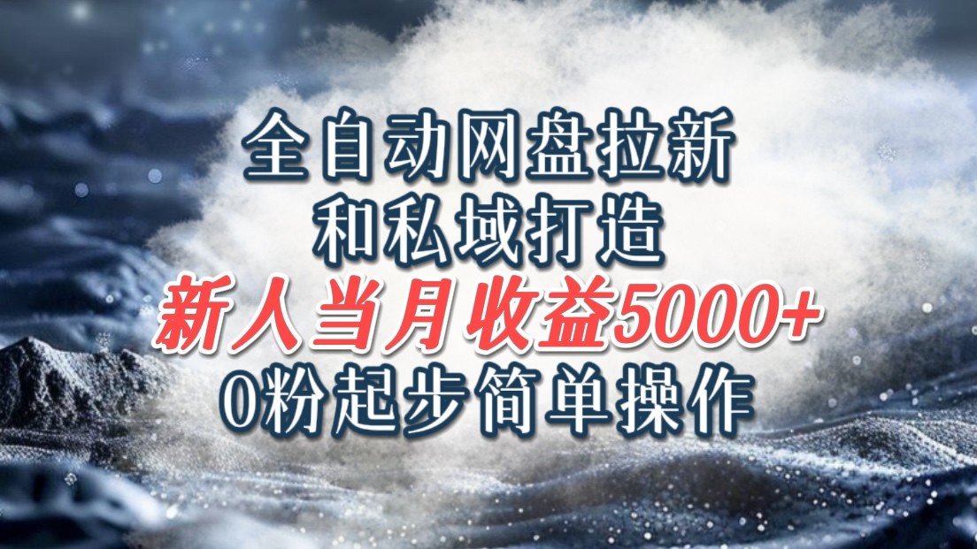 全自动网盘拉新和私域打造，0粉起步简单操作，新人入门当月收益5000以上-369资源站