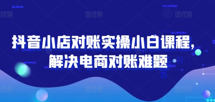 抖音小店对账实操小白课程，解决电商对账难题-369资源站