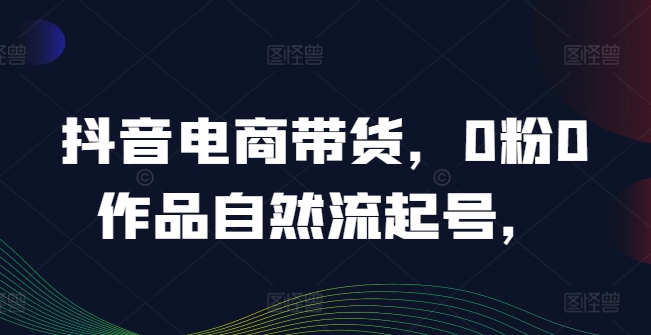 抖音电商带货，0粉0作品自然流起号，热销20多万人的抖音课程的经验分享-369资源站