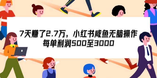 （12192期）7天收了2.7万，小红书咸鱼无脑操作，每单利润500至3000-369资源站