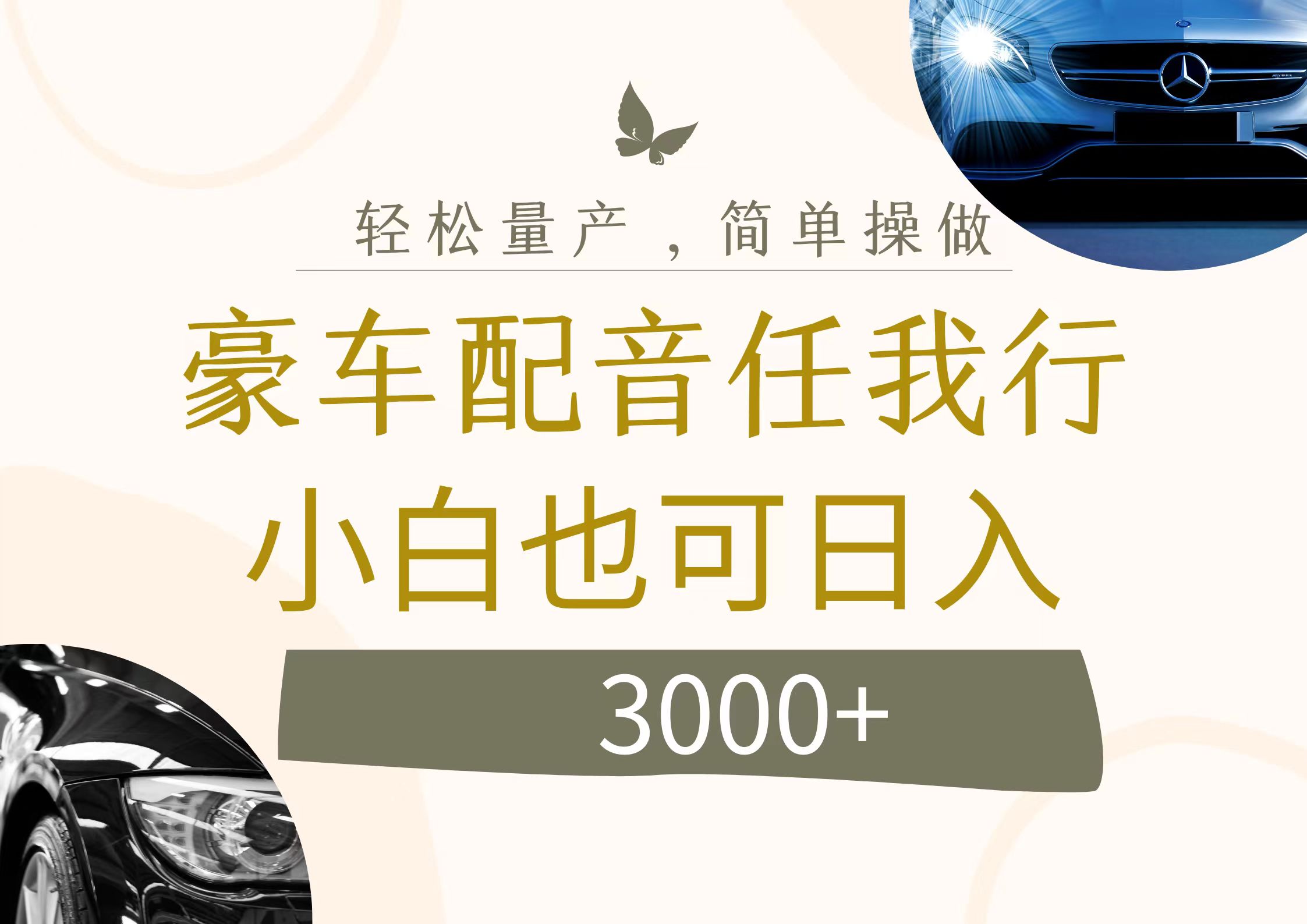 （12206期）不为人知的暴力小项目，豪车配音，日入3000+-369资源站