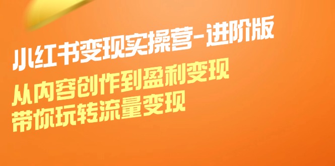 （12234期）小红书变现实操营-进阶版：从内容创作到盈利变现，带你玩转流量变现-369资源站