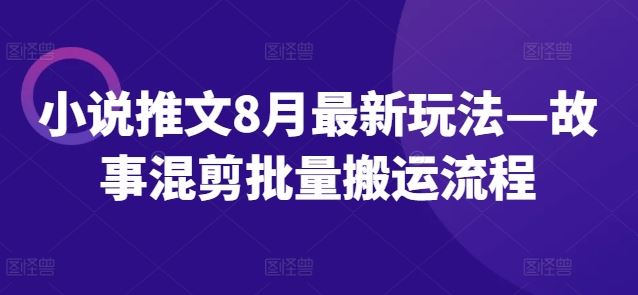 小说推文8月最新玩法—故事混剪批量搬运流程-369资源站