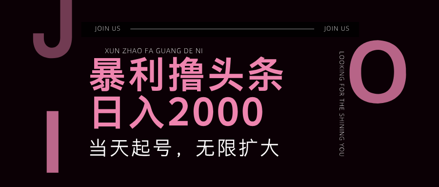 暴利撸头条，单号日入2000+，可无限扩大-369资源站