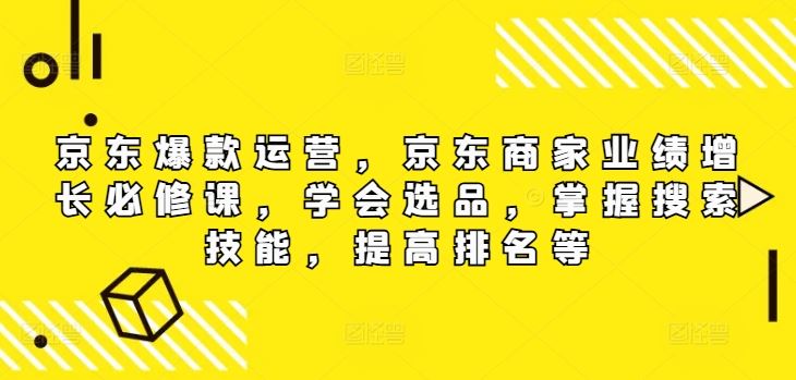 京东爆款运营，京东商家业绩增长必修课，学会选品，掌握搜索技能，提高排名等-369资源站