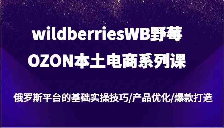 wildberriesWB野莓/OZON本土电商系列课，俄罗斯平台的基础实操技巧/产品优化/爆款打造-369资源站