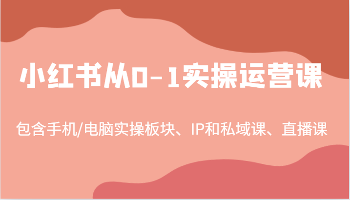 小红书从0-1实操运营课，包含手机/电脑实操板块、IP和私域课、直播课（97节）-369资源站