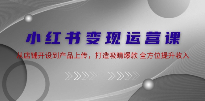 小红书变现运营课：从店铺开设到产品上传，打造吸睛爆款 全方位提升收入-369资源站