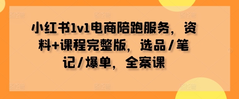 小红书1v1电商陪跑服务，资料+课程完整版，选品/笔记/爆单，全案课-369资源站