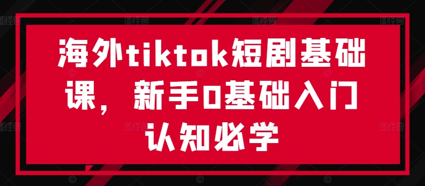 海外tiktok短剧基础课，新手0基础入门认知必学-369资源站